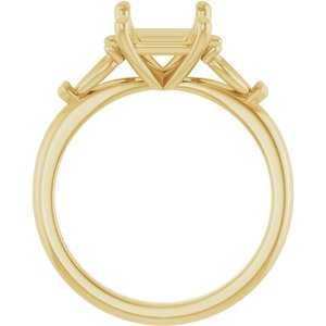 14K Yellow Gold 9x7 mm Emerald Engagement Ring Mounting