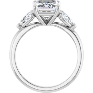 14K White Gold 9x7 mm Emerald 5/8 CTW Natural Diamond Semi-Set Engagement Ring