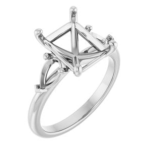 14K White Gold 10x8 mm Emerald Engagement Ring Mounting