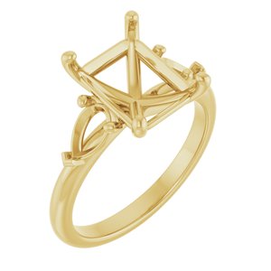 14K Yellow Gold 10x8 mm Emerald Engagement Ring Mounting