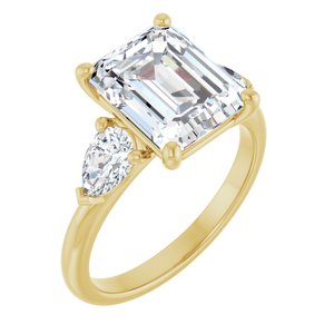 14K Yellow Gold 10x8 mm Emerald 5/8 CTW Natural Diamond Semi-Set Engagement Ring
