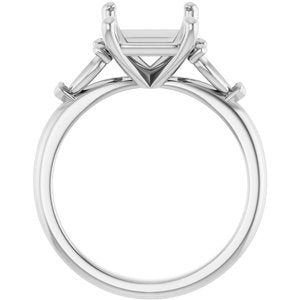 14K White Gold 10x8 mm Emerald Engagement Ring Mounting