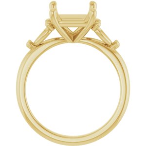 14K Yellow Gold 10x8 mm Emerald Engagement Ring Mounting