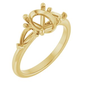 14K Yellow Gold 9x7 mm Oval Engagement Ring Mounting