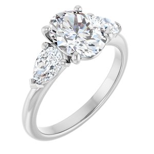 14K White Gold 9x7 mm Oval 5/8 CTW Lab-Grown Diamond Semi-Set Engagement Ring