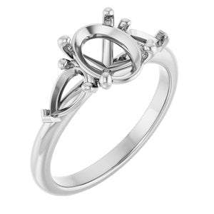 14K White Gold 9x7 mm Oval Engagement Ring Mounting
