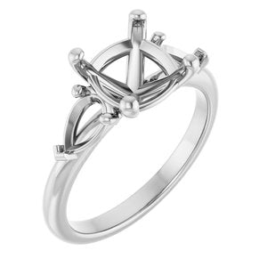 14K White Gold 8 mm Cushion Engagement Ring Mounting