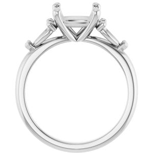 14K White Gold 8 mm Cushion Engagement Ring Mounting