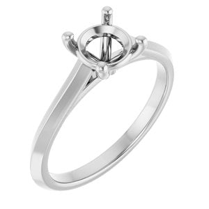 14K White Gold 6.5 mm Round Solitaire Engagement Ring Mounting