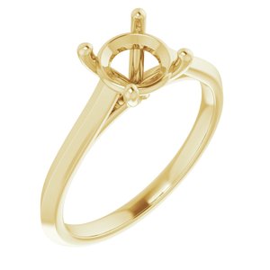 14K Yellow Gold 7 mm Round Solitaire Engagement Ring Mounting