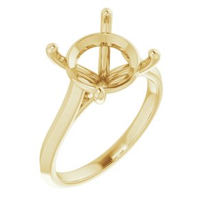 14K Yellow Gold 11 mm Round Solitaire Engagement Ring Mounting