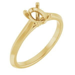 14K Yellow Gold 7x5 mm Oval Solitaire Engagement Ring Mounting