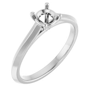 14K White Gold 5.2 mm Round Solitaire Engagement Ring Mounting