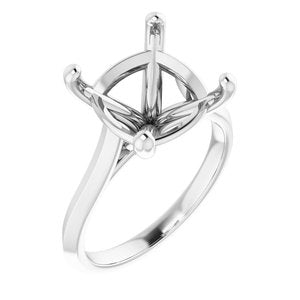 14K X1 White Gold 11 mm Cushion Solitaire Engagement Ring Mounting