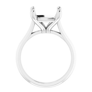 14K X1 White Gold 11 mm Cushion Solitaire Engagement Ring Mounting
