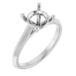 14K White Gold 8 mm Round Solitaire Engagement Ring Mounting