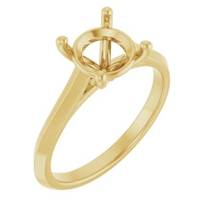 14K Yellow Gold 8 mm Round Solitaire Engagement Ring Mounting