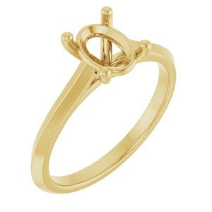 14K Yellow Gold 8x6 mm Oval Solitaire Engagement Ring Mounting
