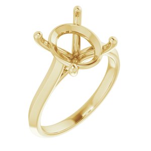 14K Yellow Gold 12x10 mm Oval Solitaire Engagement Ring Mounting