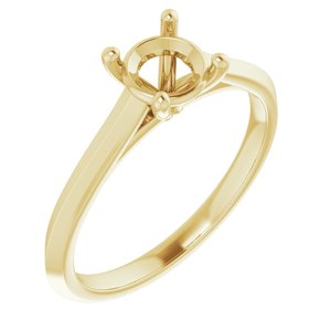 14K Yellow Gold 6 mm Round Solitaire Engagement Ring Mounting