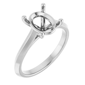 14K White Gold 10x8 mm Oval Solitaire Engagement Ring Mounting