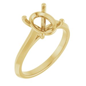 14K Yellow Gold 10x8 mm Oval Solitaire Engagement Ring Mounting