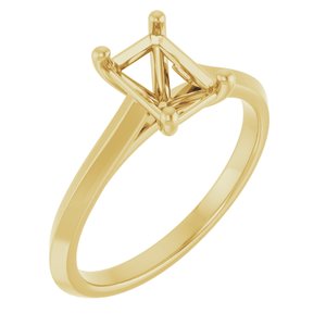 14K Yellow Gold 7x5 mm Emerald Solitaire Engagement Ring Mounting