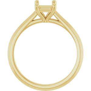 14K Yellow Gold 7x5 mm Emerald Solitaire Engagement Ring Mounting