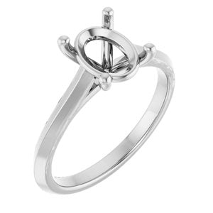 14K White Gold 9x7 mm Oval Solitaire Engagement Ring Mounting