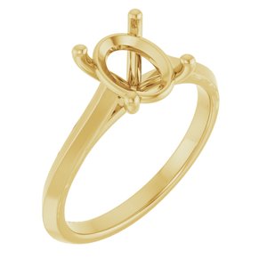 14K Yellow Gold 9x7 mm Oval Solitaire Engagement Ring Mounting