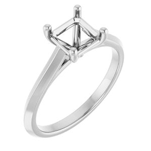 14K X1 White Gold 6 mm Asscher Solitaire Engagement Ring Mounting