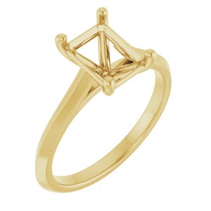 14K Yellow Gold 8x6 mm Emerald Solitaire Engagement Ring Mounting