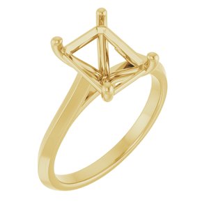 14K Yellow Gold 9x7 mm Emerald Solitaire Engagement Ring Mounting