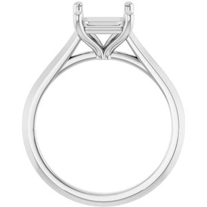 Platinum 9x7 mm Emerald Solitaire Engagement Ring Mounting