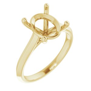 14K Yellow Gold 11x9 mm Oval Solitaire Engagement Ring Mounting