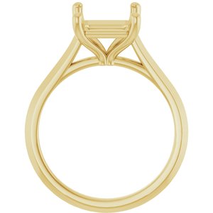 14K Yellow Gold 10x8 mm Emerald Solitaire Engagement Ring Mounting