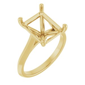 14K Yellow Gold 11x9 mm Emerald Solitaire Engagement Ring Mounting