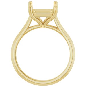 14K Yellow Gold 11x9 mm Emerald Solitaire Engagement Ring Mounting