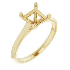 14K Yellow Gold 6 mm Square Solitaire Engagement Ring Mounting
