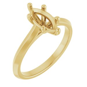 14K Yellow Gold 10x5 mm Marquise Solitaire Engagement Ring Mounting