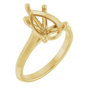 10K Yellow Gold 12x8 mm Pear Solitaire Engagement Ring Mounting
