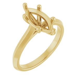 14K Yellow Gold 12x6 mm Marquise Solitaire Engagement Ring Mounting