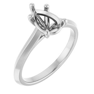 Platinum 9x6 mm Pear Solitaire Engagement Ring Mounting
