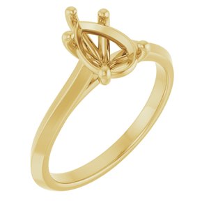 14K Yellow Gold 9x6 mm Pear Solitaire Engagement Ring Mounting