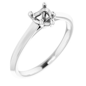 14K White Gold 5x5 mm Heart Solitaire Engagement Ring Mounting