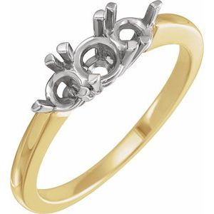 14K Yellow/White Gold Three-Stone Engagement Ring Mounting