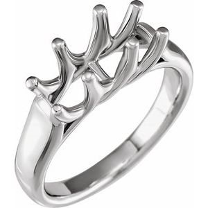 14K White Gold Three-Stone Engagement Ring Mounting