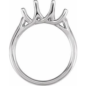 14K White Gold Three-Stone Engagement Ring Mounting