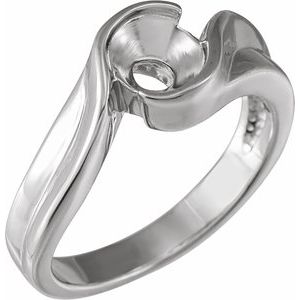 14K White Gold 6.5 mm Solitaire Engagement Ring Mounting