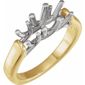 14K Yellow/White Gold Three-Stone Engagement Ring Mounting